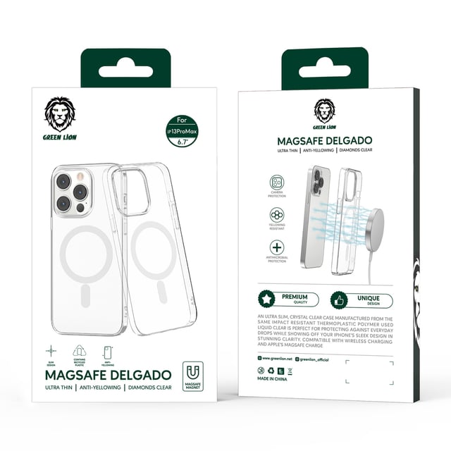 كفر موبايل شفاف لايفون 13 برو ماكس Green Magsafe Delgado Case for iPhone 13 Pro Max