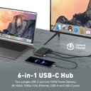promate 6-in-1 Highly Versatile USB-C Media Hub with 100W Power Delivery