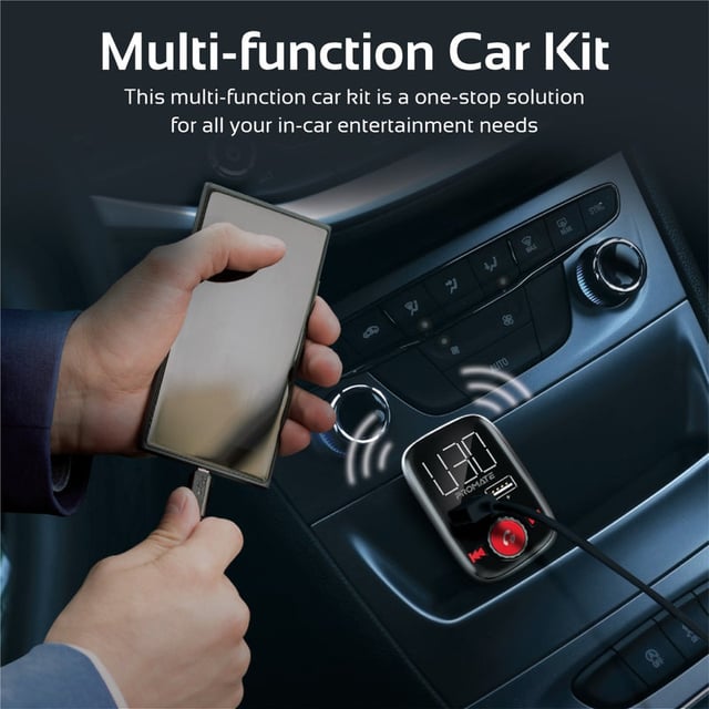 مشغل ام بي ثري للسيارة متعدد الاستخدامات Promate Wireless In-Car FM Transmitter With Dual USB Charging Ports