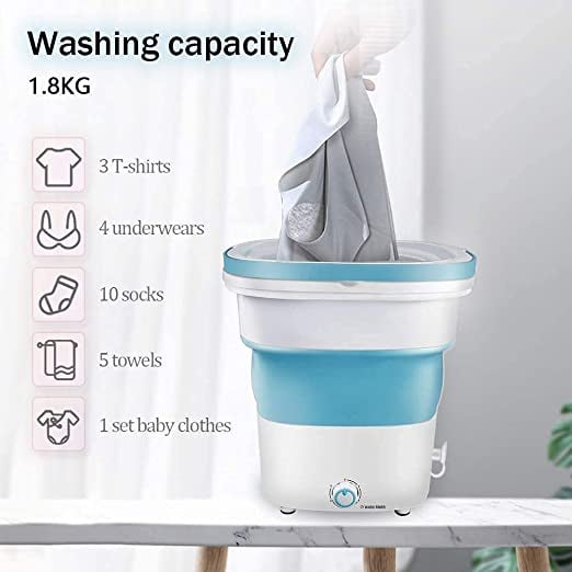 غسالة ملابس صغيرة ومحمولة مع نشافة Folding Washing Machine 1.8kg