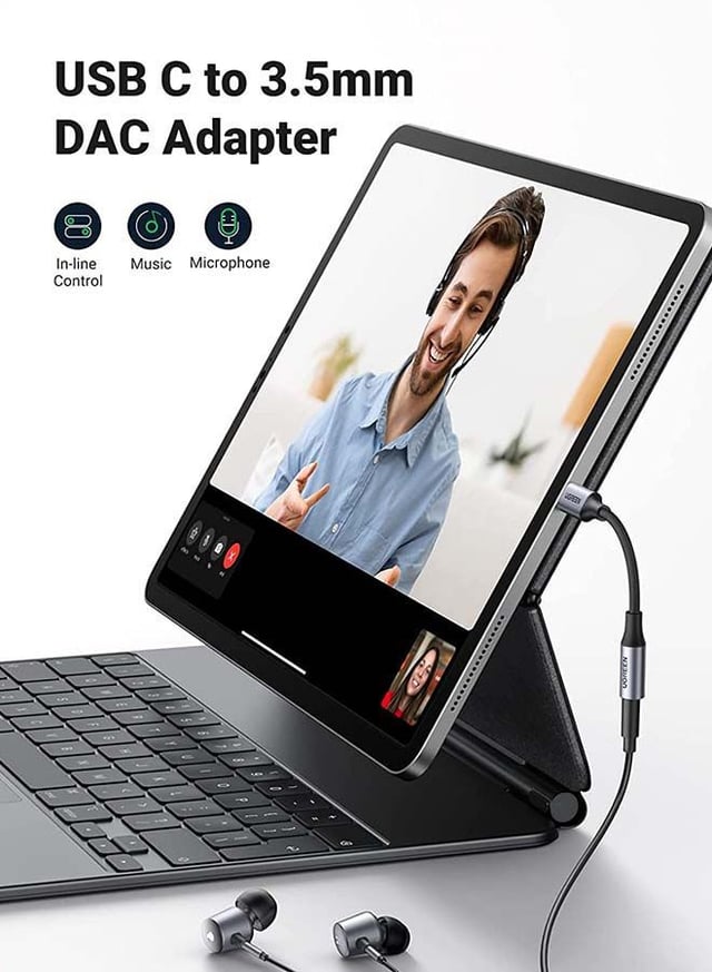 UGREEN USB-C to 3.5mm Adapter Full Compatibility DAC Audio Adapter USB C to Aux Headphone Jack Adapter Dongle Audio Cable Braided Compatible with iPad Pro 2020/2018, Samsung S21+ Space Gray