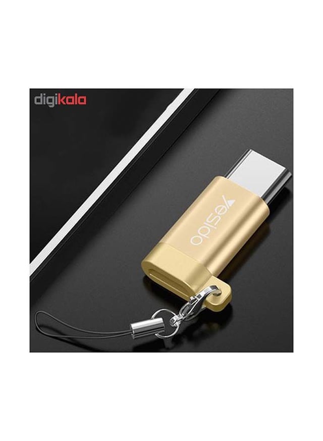 محول OTG صغير من Micro USB إلى Type-C ذهبي |  Yesido Micro USB To Type-C Connector Adapter