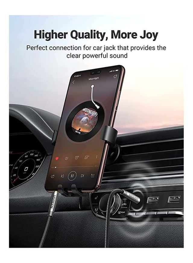 UGREEN 1M 3.5mm Audio Cable Aux Cable Braided Male to Male Stereo Auxiliary Aux Jack for iPhone iPad Samsung Smartphones Tablets Car Home Stereos Headphones Speaker Black