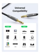 UGREEN 1M 3.5mm Audio Cable Aux Cable Braided Male to Male Stereo Auxiliary Aux Jack for iPhone iPad Samsung Smartphones Tablets Car Home Stereos Headphones Speaker Black