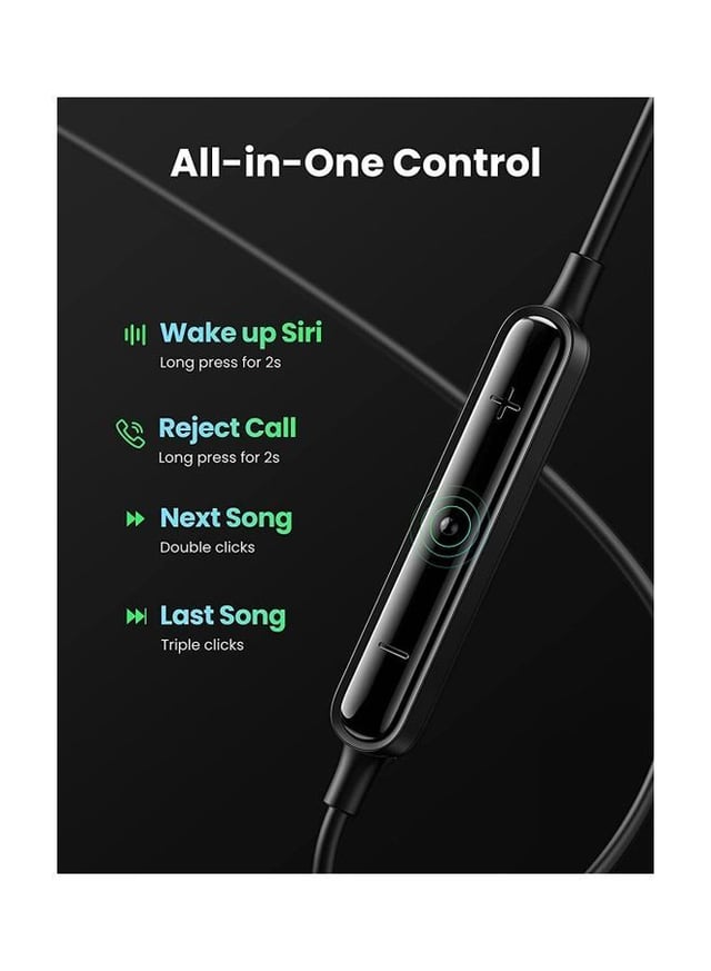 سماعات سلك بمنفذ تايب سي عازلة للضوضاء أسود يوجرين Ugreen Black Noise Isolation USB-C  In-ear Headphone