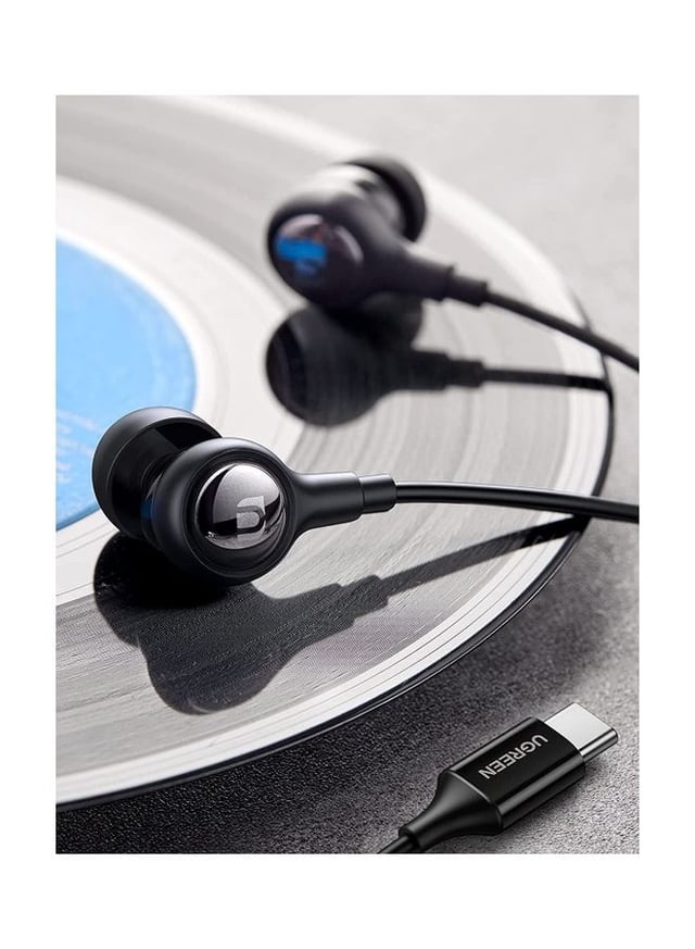 سماعات سلك بمنفذ تايب سي عازلة للضوضاء أسود يوجرين Ugreen Black Noise Isolation USB-C  In-ear Headphone