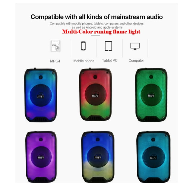 CRONY RX-6168 Speaker portable blututh speaker dancing speaker with flame light 10W party outdoor speaker