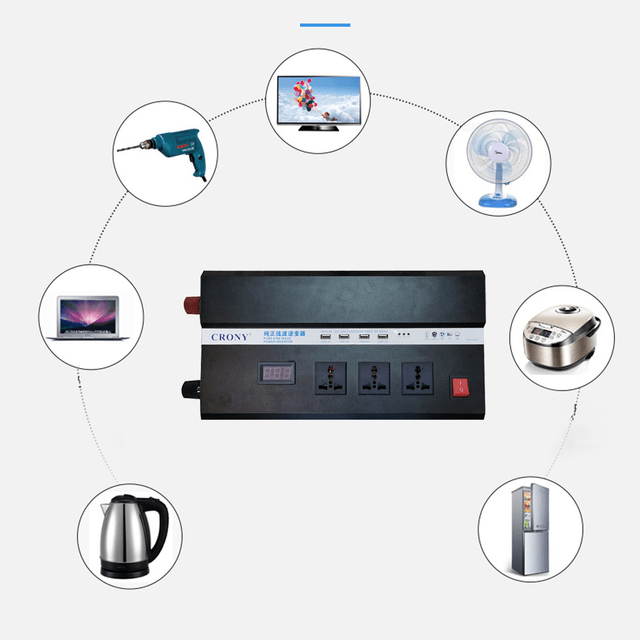 انفرتر 4500 واط محول كهرباء للسيارة مع شاشة كروني Crony Inverter with Display Screen Car Converter Adapter with 4 USB
