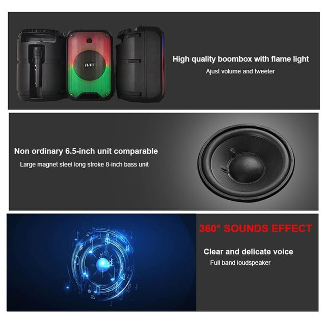 CRONY RX-6168 Speaker portable blututh speaker dancing speaker with flame light 10W party outdoor speaker