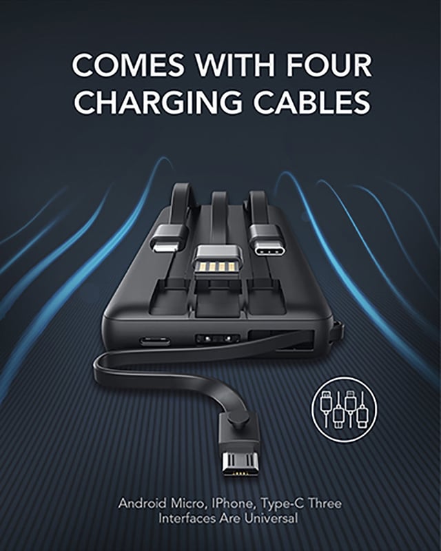 VP-2059 20000mah Veger Power Bank Build-in 4 Cables