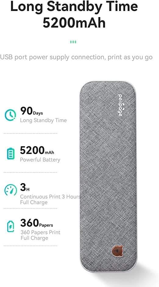 طابعة محمولة حرارية بالبلوتوث مع تطبيق ذكي PeriPage A40 Portable Thermal Printer