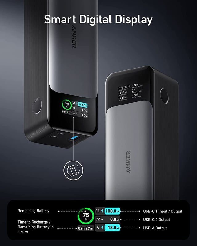 باور بانك أنكر 24000 مللي أمبير Anker 737 Power Bank (PowerCore 24K)