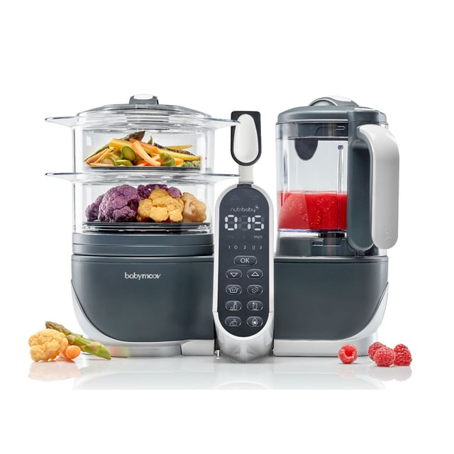 محضرة طعام الاطفال بيبي موف 4 في 1 لطعام الأطفال رمادي Babymoov Nutribaby and Food Processor 