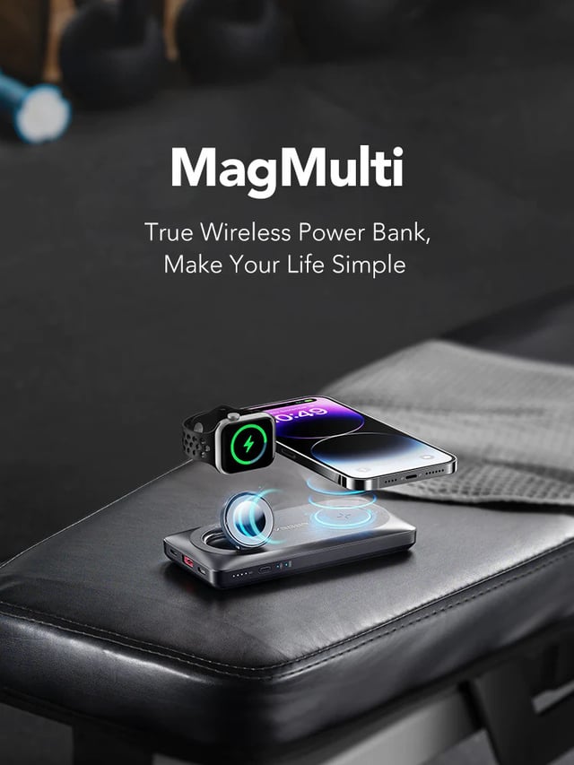 شاحن متنقل باوربانك ماج سيف 3 في 1 فيجر Veger MagMulti Wireless Power Bank سعة 10000 مللي أمبير