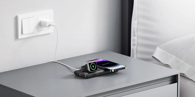 شاحن متنقل باوربانك ماج سيف 3 في 1 فيجر Veger MagMulti Wireless Power Bank سعة 10000 مللي أمبير