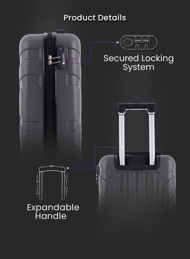 شنطة سفر صغيرة 20 انش صلبة بارا جوهن رصاصي PARA JOHN Travel Luggage Suitcase