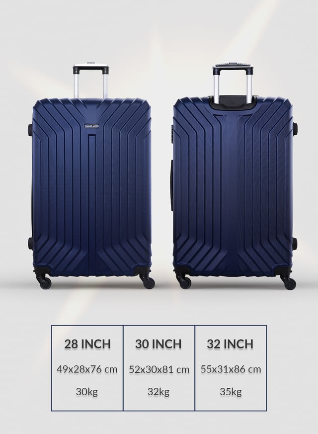 طقم شنط سفر 28/30/32 انش صلبة بارا جون 3 قطع مقلم كحلي PARA JOHN  Light wight Hard Side ABS Luggage Trolley