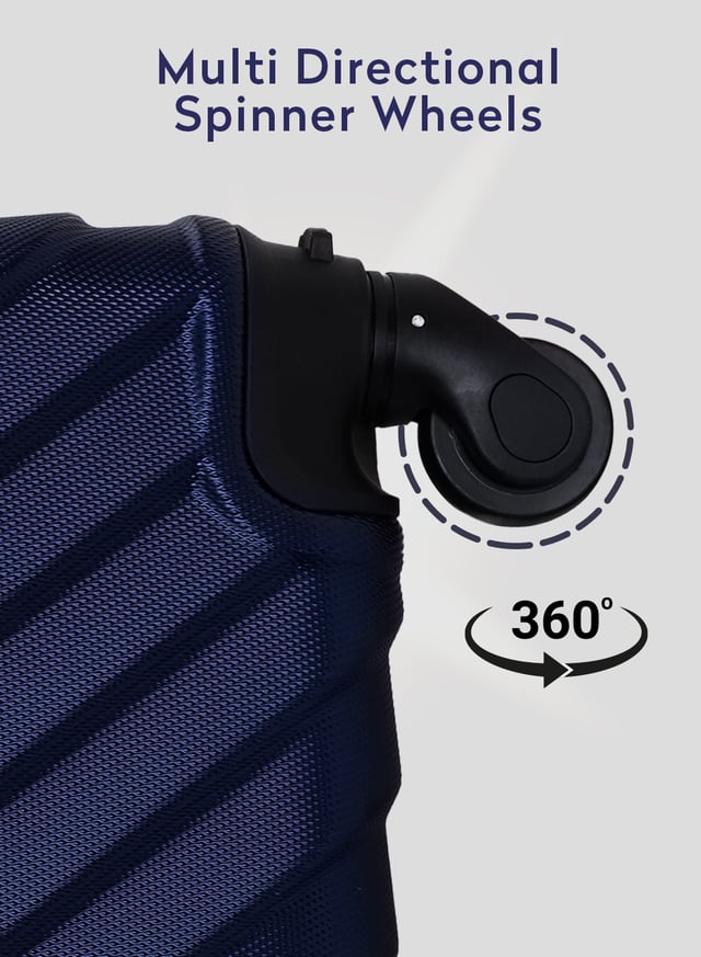 طقم شنط سفر 28/30/32 انش صلبة بارا جون 3 قطع مقلم كحلي PARA JOHN  Light wight Hard Side ABS Luggage Trolley