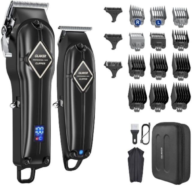 مجموعة حلاقة جلاكر 2 ماكينة حلاقة شعر الرأس واللحية مع رؤوس متعددة Glaker K11S+I11 Hair Clipper Set
