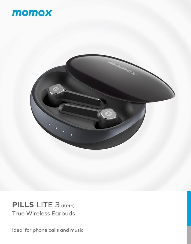 ايربودز لاسلكية بيلز لايت 3 ترو من موماكس لون أبيض Momax pills lite 3 true wireless earbuds