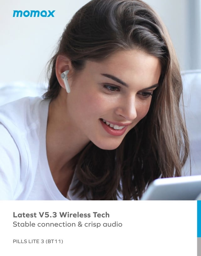 ايربودز لاسلكية بيلز لايت 3 ترو من موماكس لون أبيض Momax pills lite 3 true wireless earbuds