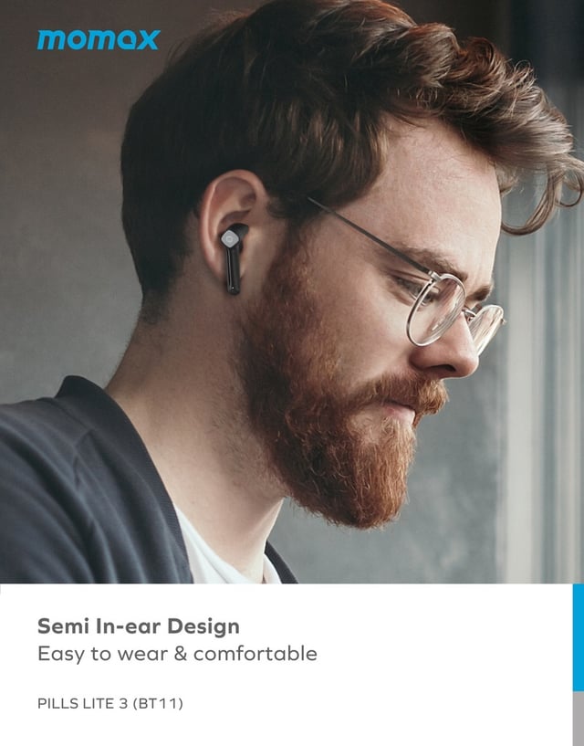 ايربودز لاسلكية بيلز لايت 3 ترو من موماكس لون أبيض Momax pills lite 3 true wireless earbuds