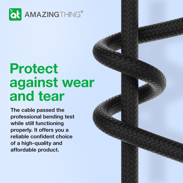 سلك شاحن ايفون لايتنينغ من يو اس بي سي ثاندر برو 3.2 أمبير 30 وات 1.1 متر لون أسود من أميزنغ ثينغ At thunder pro usb c to lightning