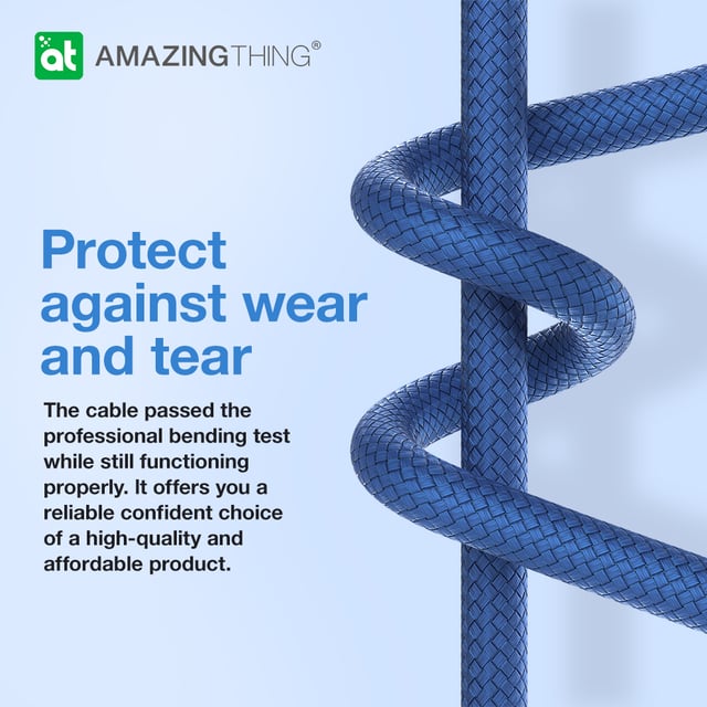 سلك شاحن ايفون لايتنينغ من يو اس بي سي ثاندر برو 3.2 أمبير 30 وات 1.1 متر لون أسود من أميزنغ ثينغ At thunder pro usb c to lightning