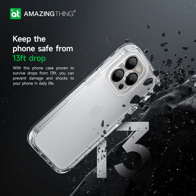 At iphone 14 pro 6.1'' explorer pro drop proof case clear