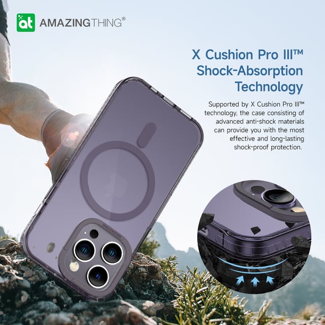 كفر جوال ايفون 14 برو 6.1 بوصة تيتان برو ماغ سيف مضاد للصدمات لون بنفسجي من أميزنغ ثينغ At iphone 14 pro titan pro magsafe drop proof case