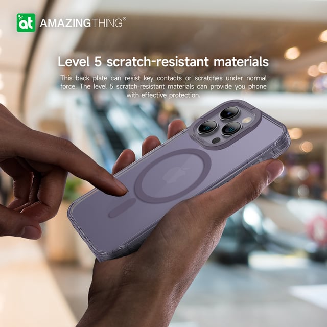 كفر جوال ايفون 14 برو 6.1 بوصة تيتان برو ماغ سيف مضاد للصدمات لون بنفسجي من أميزنغ ثينغ At iphone 14 pro titan pro magsafe drop proof case