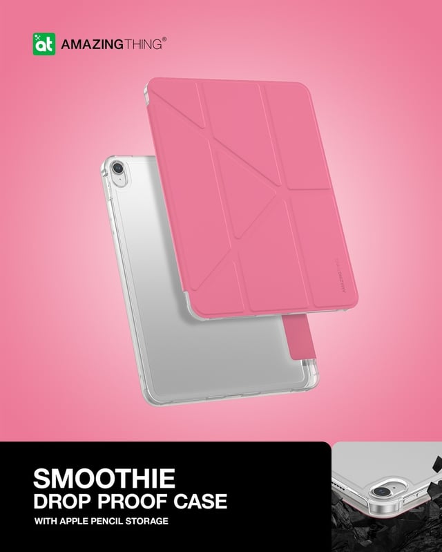 كفر ايباد اير 5 2022 مقاوم للصدمات 10.9 بوصة سموثي من أميزنغ ثينغ لون وردي At smoothie drop proof case for ipad air 5 2022
