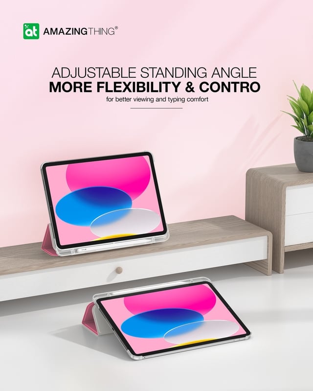 كفر ايباد اير 5 2022 مقاوم للصدمات 10.9 بوصة سموثي من أميزنغ ثينغ لون وردي At smoothie drop proof case for ipad air 5 2022