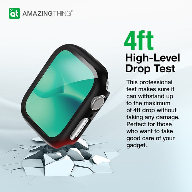 كفر ساعة ابل 41 مم مضاد للصدمات مع غطاء زجاجي مارسيكس سيريس 8 من أميزنغ ثينغ لون أسود At apple watch series 8 marsix