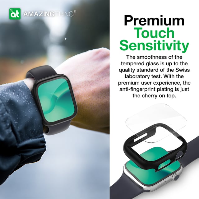 كفر ساعة ابل 41 مم مضاد للصدمات مع غطاء زجاجي مارسيكس سيريس 8 من أميزنغ ثينغ لون أسود At apple watch series 8 marsix