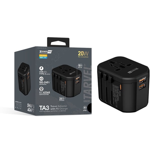 Xpower ta3 20w pd travel charger black