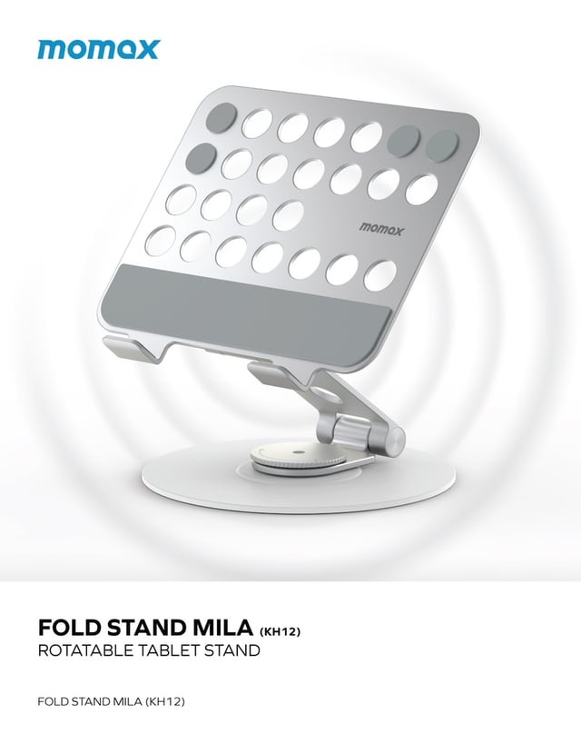 ستاند تابلت ميلا قابل للطي والتدوير من موماكس لون فضي Momax fold stand mila rotatable tablet stand