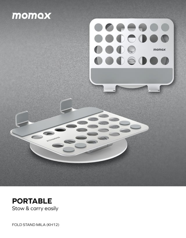 ستاند تابلت ميلا قابل للطي والتدوير من موماكس لون فضي Momax fold stand mila rotatable tablet stand