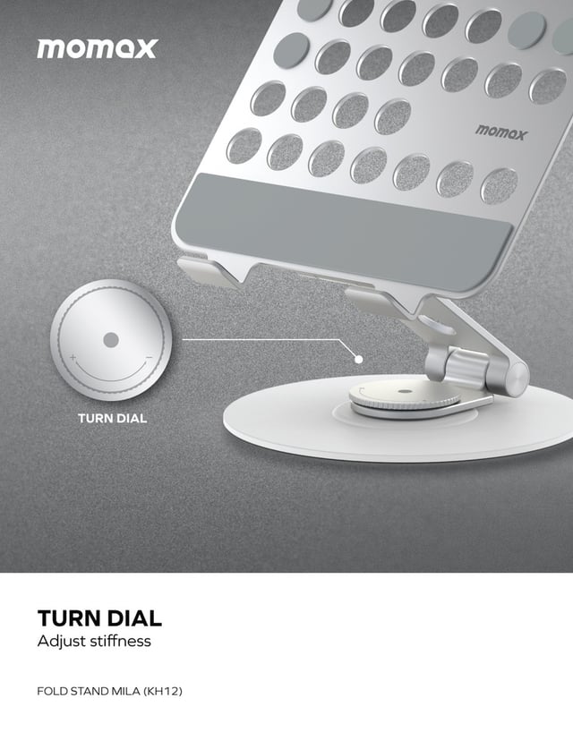 ستاند تابلت ميلا قابل للطي والتدوير من موماكس لون فضي Momax fold stand mila rotatable tablet stand