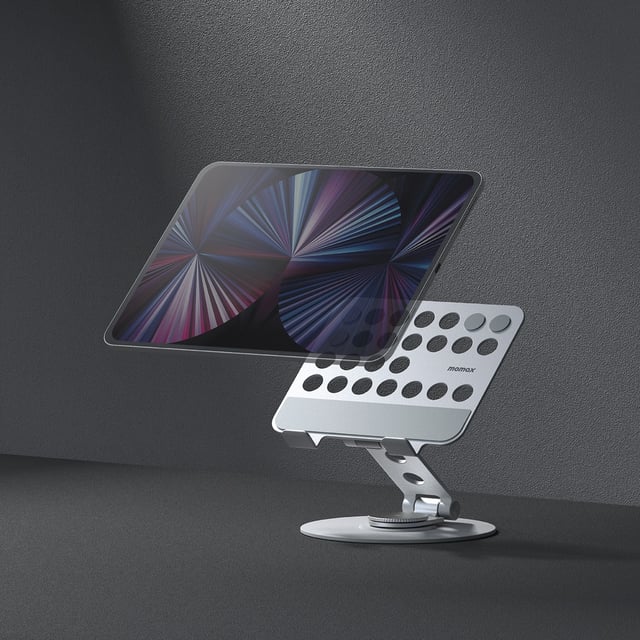 ستاند تابلت ميلا قابل للطي والتدوير من موماكس لون فضي Momax fold stand mila rotatable tablet stand
