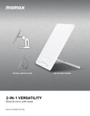 ستاند متعدد الاستخدامات للقراءة واللابتوب والتابلت من موماكس لون أبيض Momax multi stand adjustable reading stand for laptops & tablets