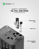 فيش السفر متعدد الاستخدامات 65 وات بي دي اكسبلورر برو 5 مآخذ من أميزنغ ثينغ لون أسود At explorer pro travel charger