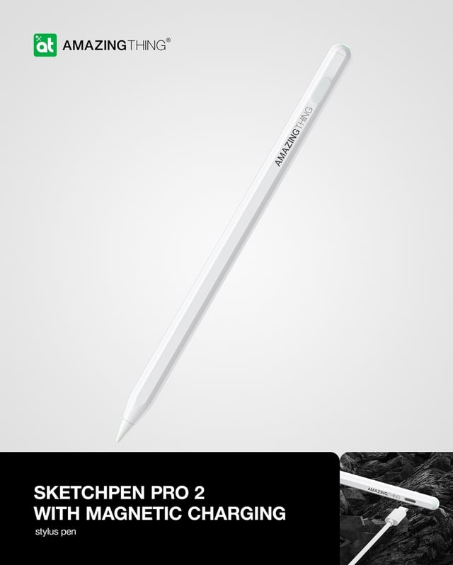 At stylus pen pro 2 with magnetic charging for ipad mini/pro/air white