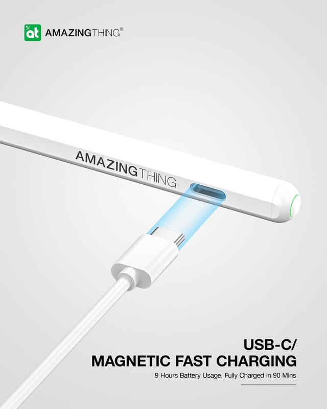 At stylus pen pro 2 with magnetic charging for ipad mini/pro/air white
