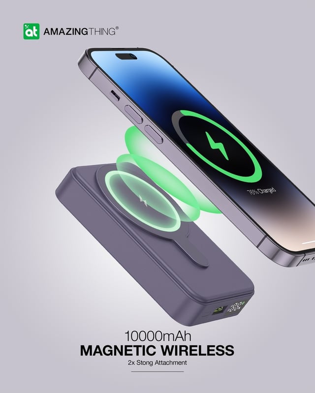 At thunder pro mag pd 10000mah power bank with holder black