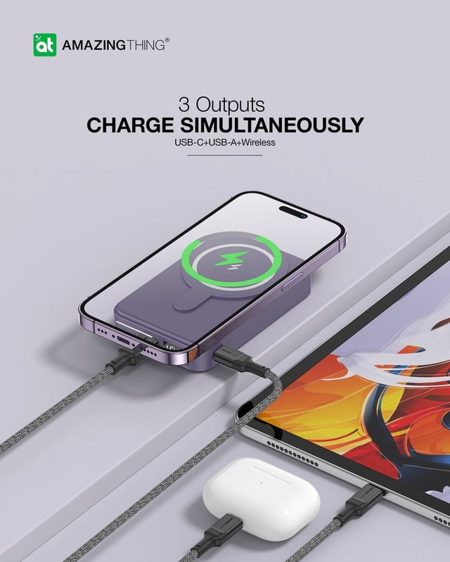 At thunder pro mag pd 10000mah power bank with holder black