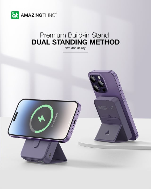 At thunder pro mag pd 10000mah power bank with holder black