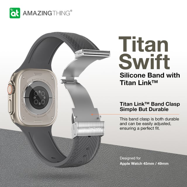 سوار ساعة ابل 41 و40 و38 مم تيتان سويفت باند من أميزنغ ثينغ لون أسود At titan swift band for apple