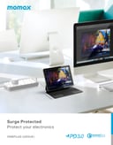 Momax oneplug 8 outlet power strip with usb space white