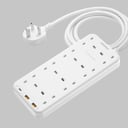Momax oneplug 8 outlet power strip with usb space white